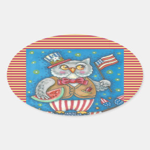 Sticker Ovale 4 juillet CHAUD, OISEAUX OISEAUX Ovales * Feuille