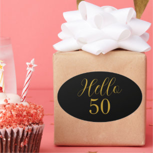 Sticker Ovale 50e anniversaire Black Gold Elegant