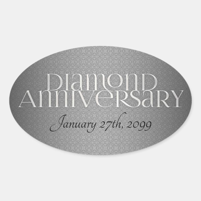 Sticker Ovale 60e anniversaire de Mariage diamant (Devant)