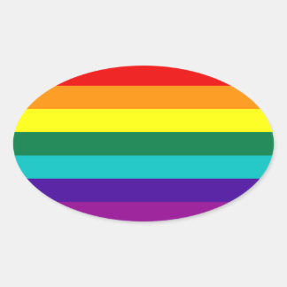 Sticker Ovale 7 bandes Stick Gay pride arc-en-ciel