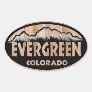 Sticker Ovale À feuillage persistant Colorado en bois signe oval