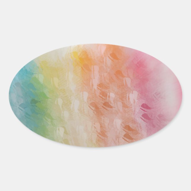 Sticker Ovale Abstrait couleur rose rouge jaune bleu blanc (Devant)