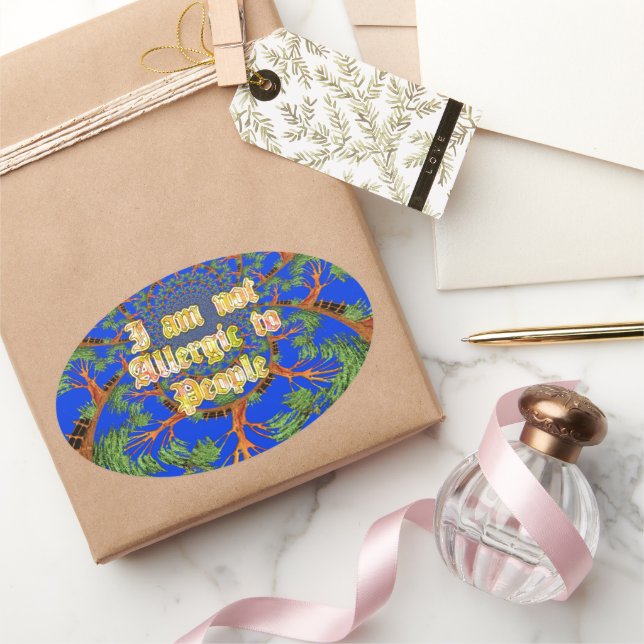 Sticker Ovale Acacia Alchemy : Je ne suis pas allergique à l'art (Cadeaux)