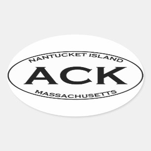 Sticker Ovale ACK - Île le Massachusetts de Nantucket