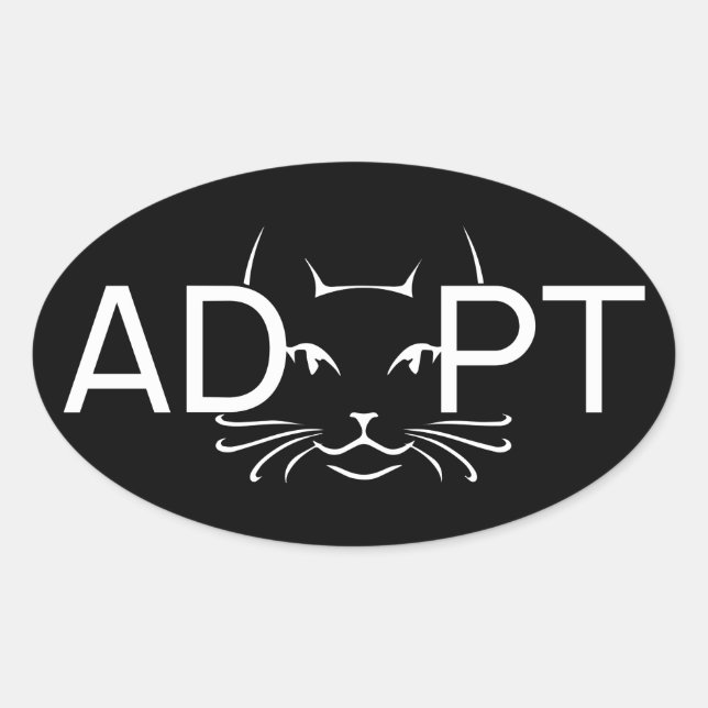 Sticker Ovale Adopter le blanc de chat (Devant)