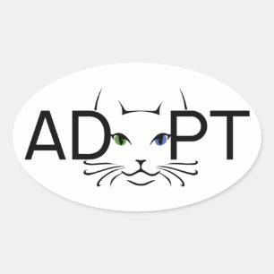 Sticker Ovale Adopter le chat