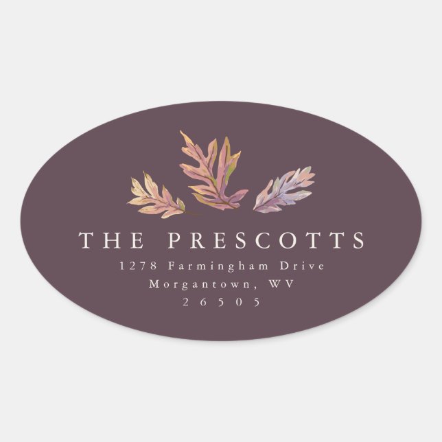 Sticker Ovale Adresse de retour des feuilles d'automne (Devant)