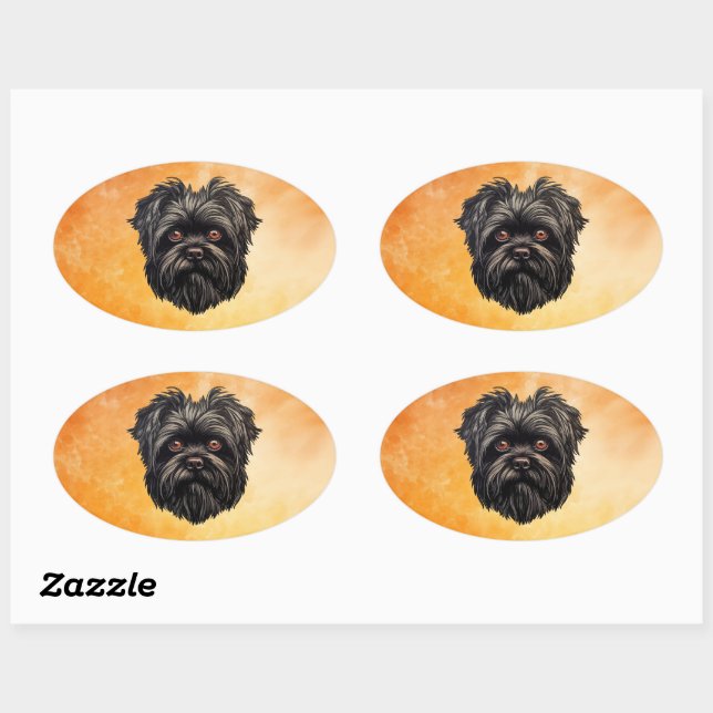 Sticker Ovale Affenpinscher Monkey Dog Affens Terrier (Feuille)