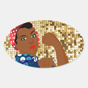 Sticker Ovale afrique rosie le riveter