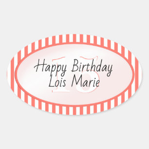 Sticker Ovale Âge subtil Corail/Blanc Stripes simples Motif Ova