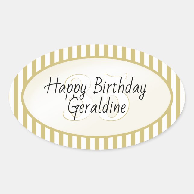 Sticker Ovale Âge subtil Or/Blanc Simple Stripes Motif (Devant)