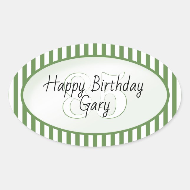 Sticker Ovale Âge subtil Vert/Blanc Stripes simples Motif (Devant)