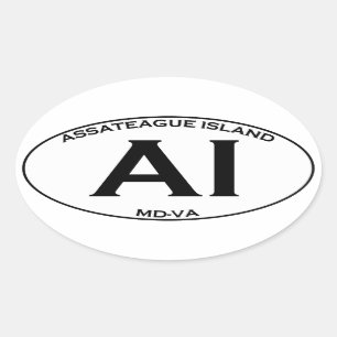 Sticker Ovale AI - Logo d'ovale d'île d'Assateague