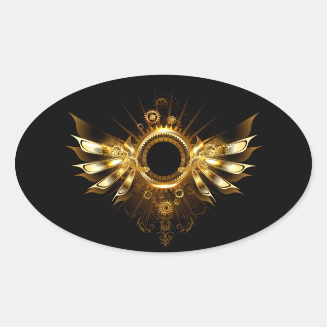Sticker Ovale Ailes de Steampunk (Devant)