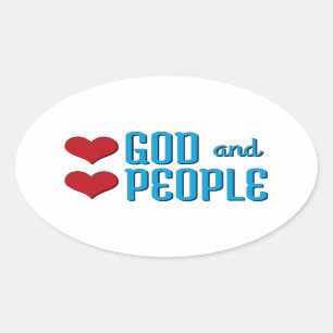 Sticker Ovale Aimer Dieu et aimer les gens
