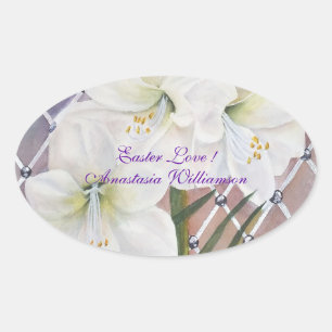 STICKER OVALE AIMER PÂQUES ..