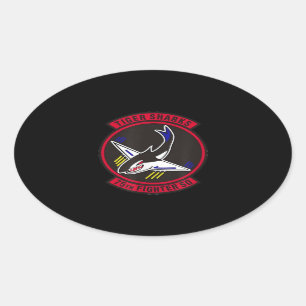 Sticker Ovale Air Ce 75th Fighter Squadron Indédidédicaca Tiger