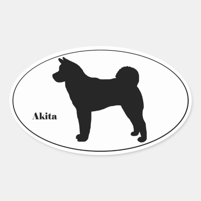 Sticker Ovale Akita SIlhouette (Devant)