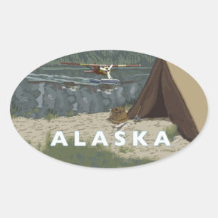 Sticker Ovale Alaska Bush Plane Souvenirs