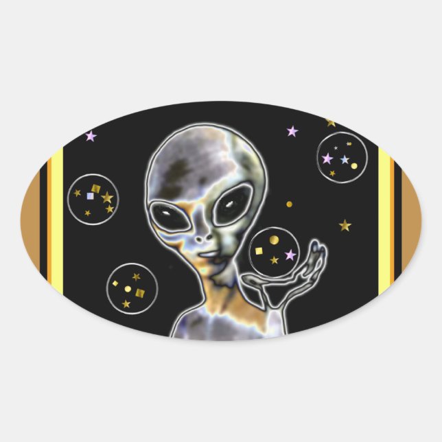 Sticker Ovale Alien brillant - (Devant)