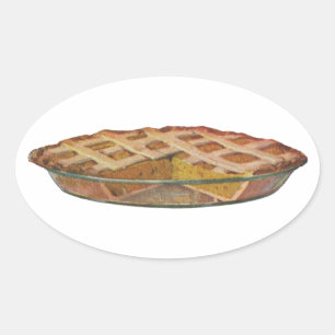 Sticker Ovale Aliments Anciens, Dessert, Tarte à la citrouille d