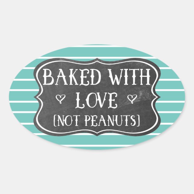 Sticker Ovale Allergie Cuite Avec Amour Pas Peanuts Nut Retro Gr (Devant)