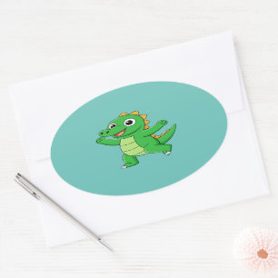 Sticker Ovale Alligator dansant