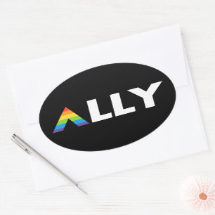 Sticker Ovale Ally droit LGBTQ Rainbow LGBT