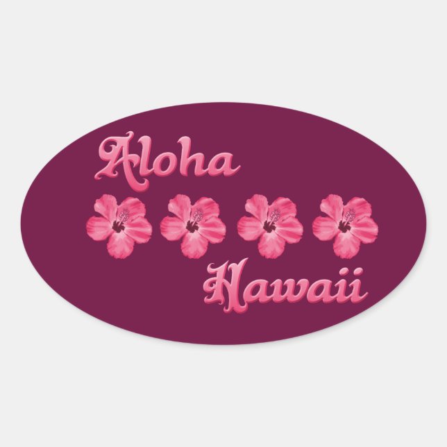 Sticker Ovale Aloha Hawaii rose (Devant)