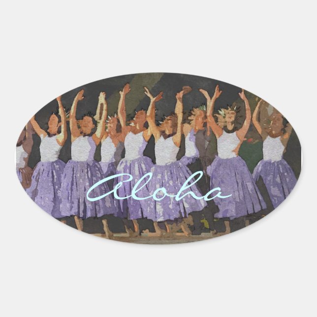 Sticker Ovale Aloha Hula (Devant)