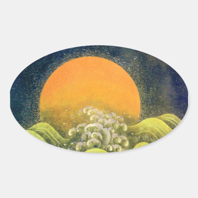Sticker Ovale AMATÉRASU, GODDESS SOLEIL, vert jaune noir (Devant)