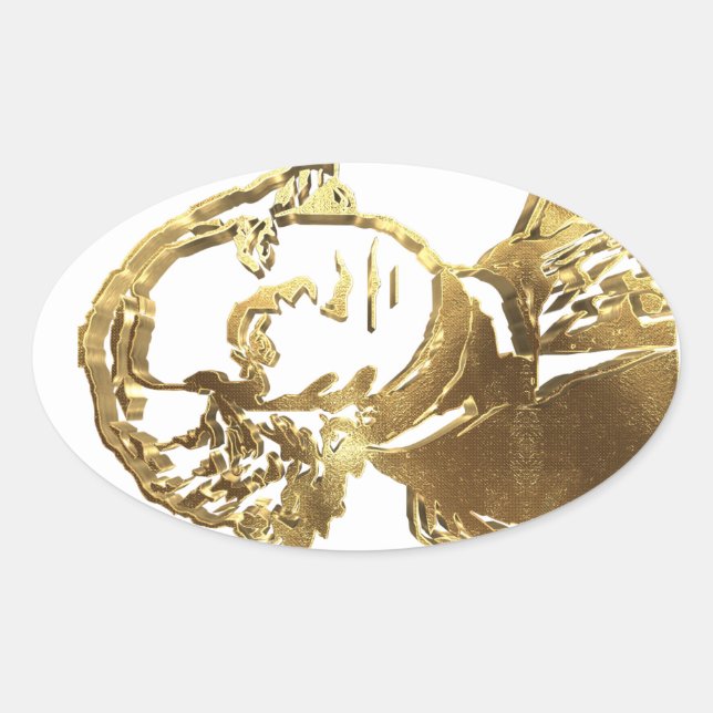 Sticker Ovale American Président George Washington Portrait Gold (Devant)