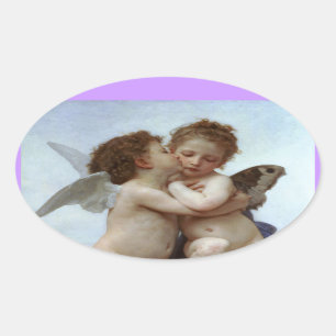 Sticker Ovale Amor et Psyche comme Enfants / Angels Premier bais