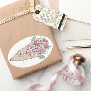 Sticker Ovale Amour Dans N'Importe Quelle Langue Flower Bundle