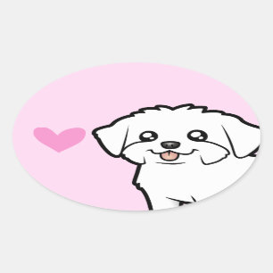 Sticker Ovale Amour maltais (chiot coupé)