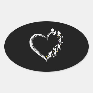 Sticker Ovale Amoureux du sport | Joueurs Basketball Love Heart