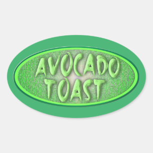 Sticker Ovale Amusants Avocado Toast Love Retro Decal