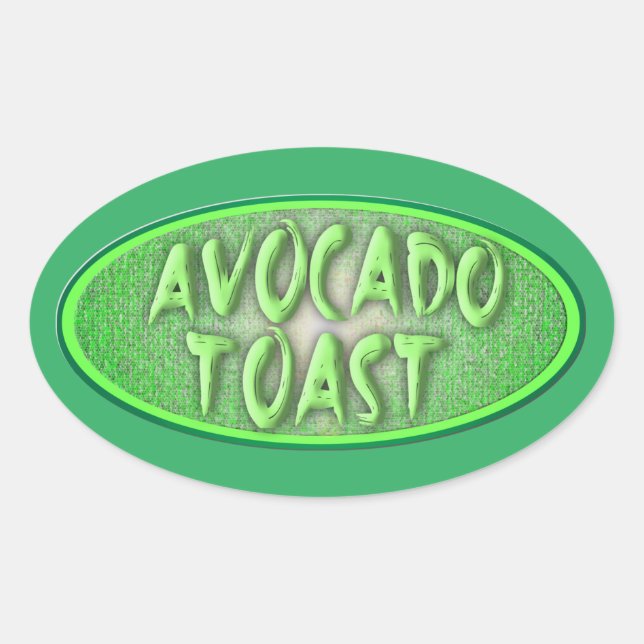 Sticker Ovale Amusants Avocado Toast Love Retro Decal (Devant)