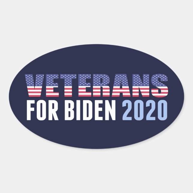 Sticker Ovale Anciens combattants pour Biden (Devant)