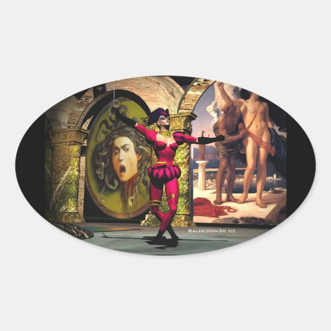 Sticker Ovale ANDROID BALLET, Science-fiction (Devant)