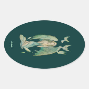 Sticker Ovale Ange de la paix 2