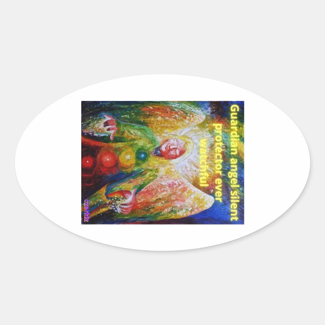 Sticker Ovale Ange gardien (Devant)
