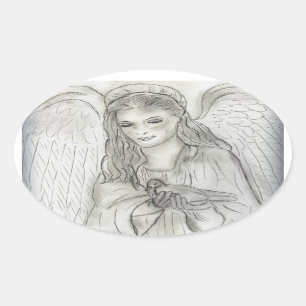 Sticker Ovale Ange paisible