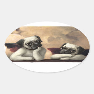 Sticker Ovale Anges de carlin inspirés par Raphael