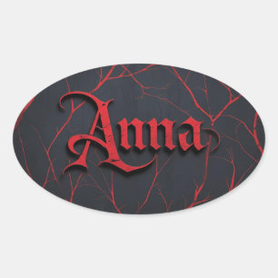 Sticker Ovale Anna en gothique