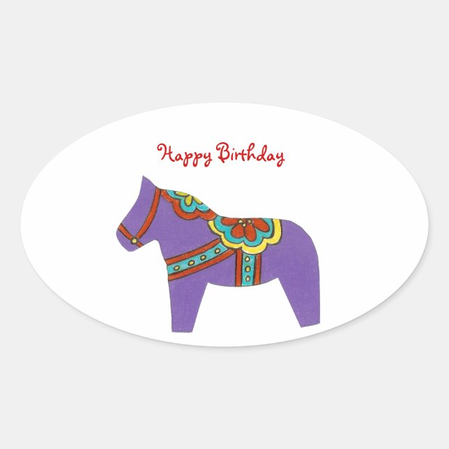 Sticker Ovale Anniversaire du Cheval Violet (Devant)