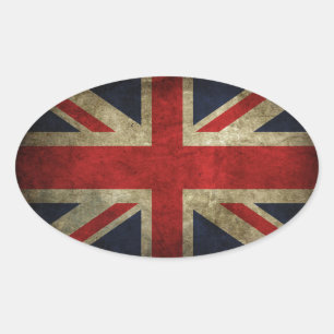 Sticker Ovale Antique drapeau britannique Union Jack britannique