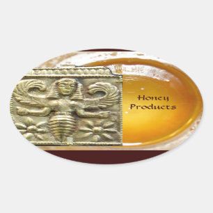 STICKER OVALE ANTIQUE GRECQUE HONEY BEE GODDESS
