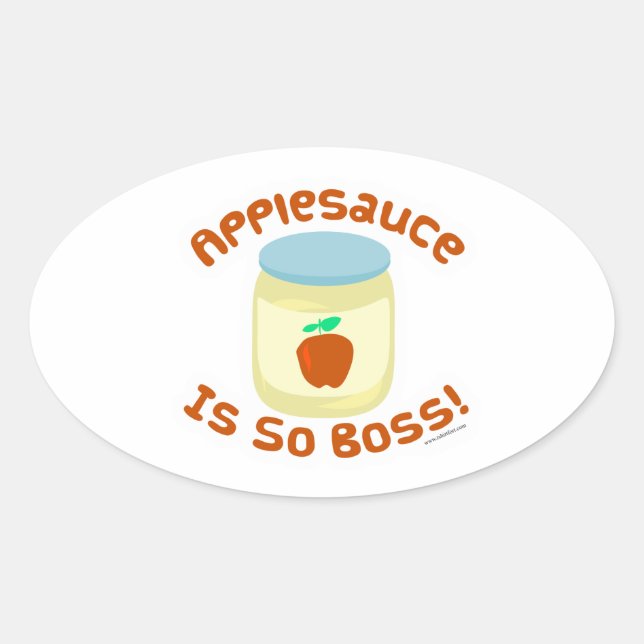 Sticker Ovale Applesauce est tellement Boss ! (Devant)