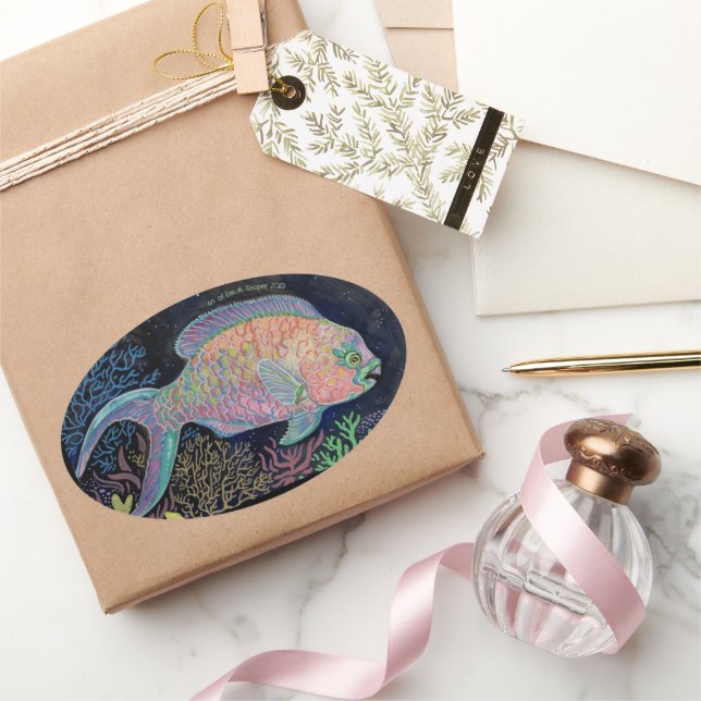 Sticker Ovale Aquarelle (Cadeaux)